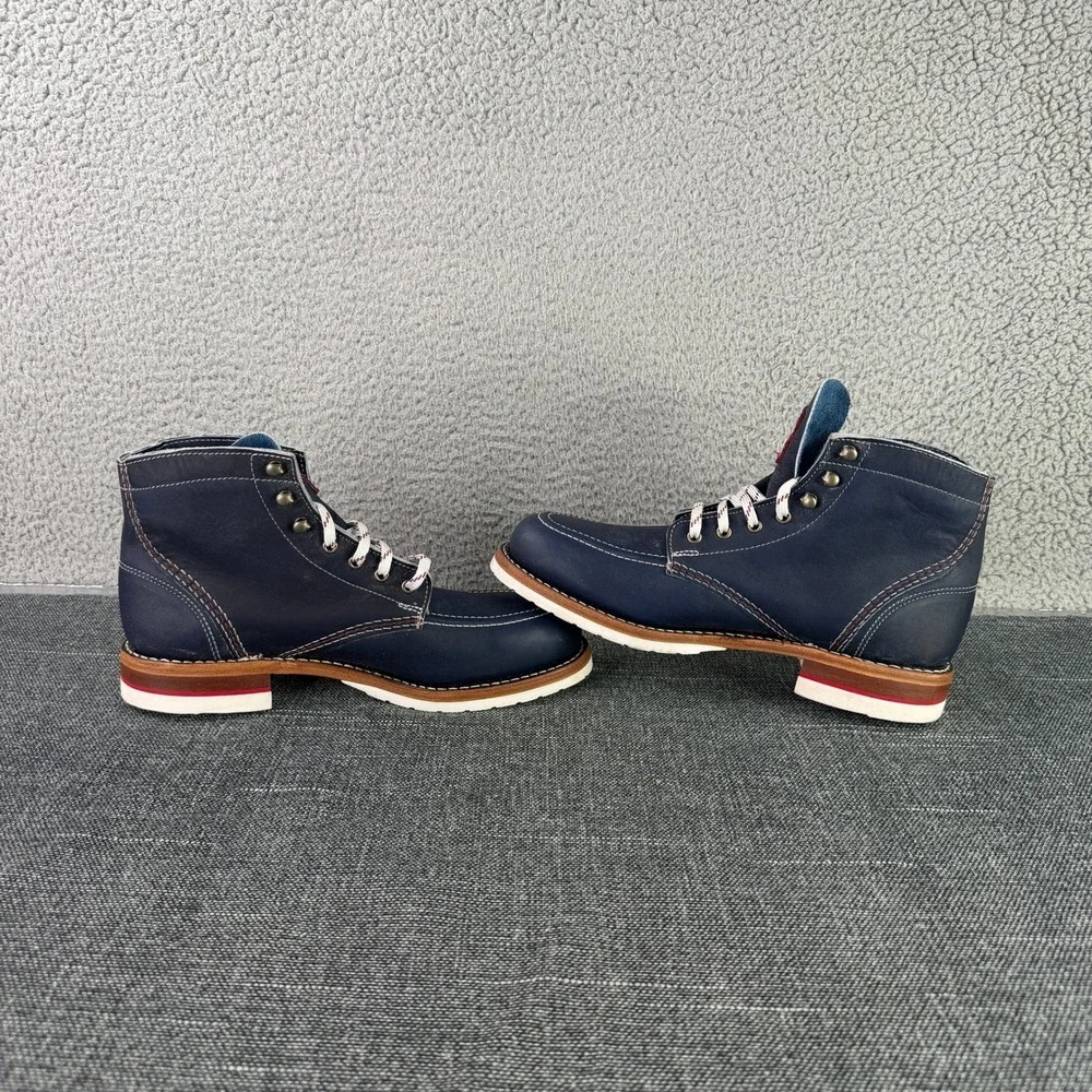 Wolverine 1000 Mile Rawlings Boot Mens 8.5‎ D Blue Leather Grand Slam Vibram USA